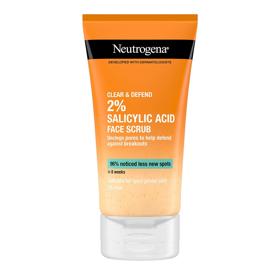 Neutrogena Clear & Defend 2% Salicylic Acid Face Scrub for Spot-Prone Skin  150ml