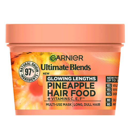 Garnier Ultimate Blends Pineapple & Amla Glowing Lengths Hair Food 3-in-1 Hair Mask for Long & Dull Hair 400ml