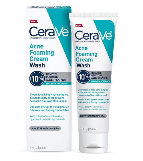 Cerave Acne Foaming Cream Wash 10% Benzoyl Peroxide for Acne Treatment 150ml