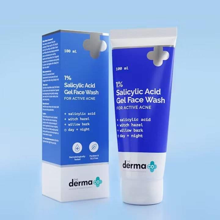 The Derma Co 1% Salicylic Acid Gel Face Wash With Salicylic Acid & Witch Hazel For Active Acne  100ml