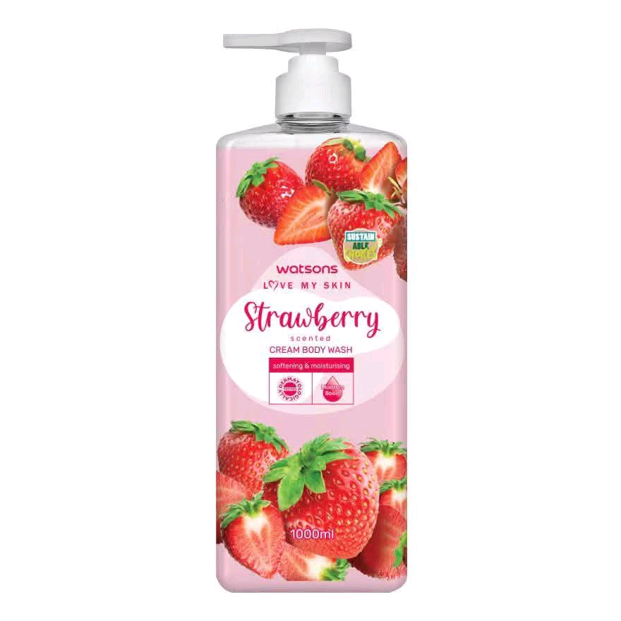 Watsons Love My Skin Strawberry Scented Gel Body Wash for Softening & Moisturising 1000ml